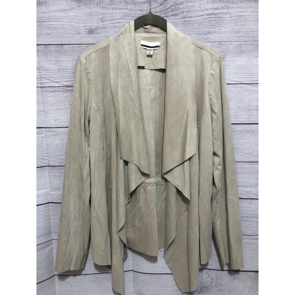 Jules & Leopold Women's Faux Suede Open Cardigan Blazer L/S Tan L EUC Fits Small - Picture 1 of 7